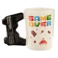 Game Over Ceramic Shaped Handle Mug with Pixel Decal